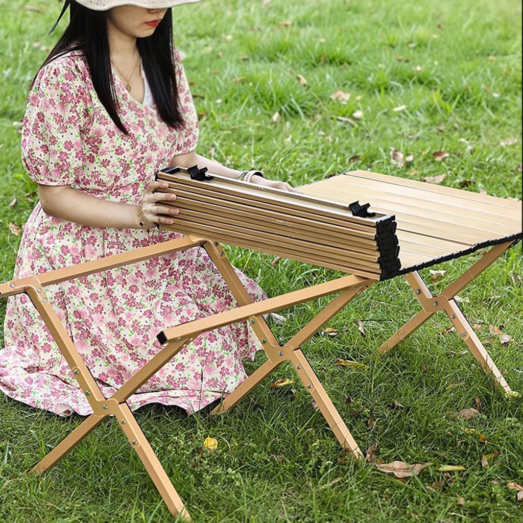Table de Camping Pliante en Aluminium avec Design Grain de Bois - طاولة تخييم ألمنيوم قابلة للطي بتصميم خشبي - الصورة 5