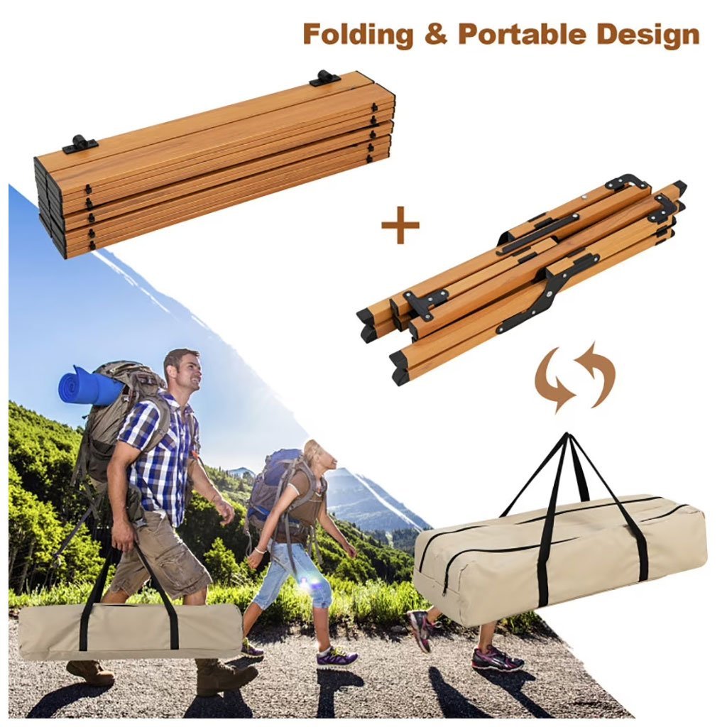 Table de Camping Pliante en Aluminium avec Design Grain de Bois - طاولة تخييم ألمنيوم قابلة للطي بتصميم خشبي - الصورة 7