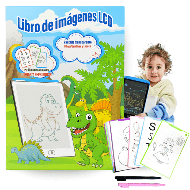 Tablette Magique Éducative LCD pour Enfants avec 20 Papiers de Dessins - اللوحة السحرية التعليمية للأطفال مع قوالب الرسم