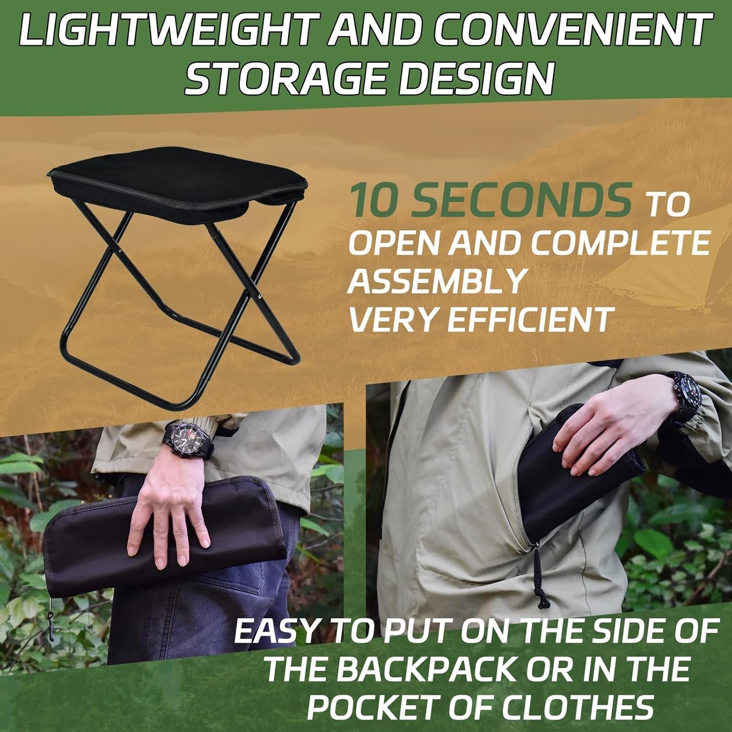⁦Tabouret de Camping Pliable et Ultra-Léger - كرسي التخييم المحمول القابل للطي⁩ - الصورة ⁦7⁩
