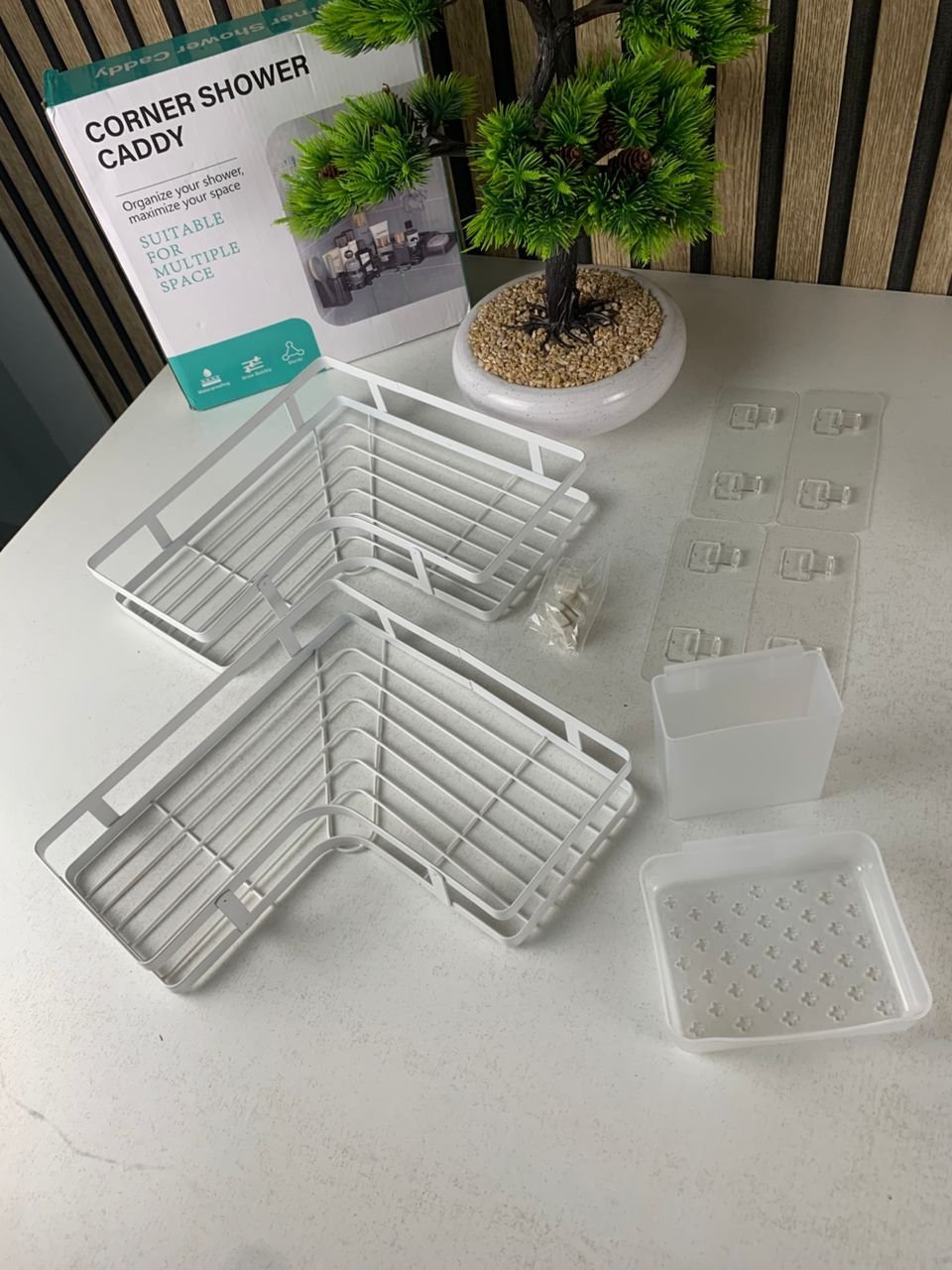 ⁦Étagère de rangement pour salle de bain 4pcs en acier inoxydable – طقم رفوف تنظيم للحمام⁩ - الصورة ⁦2⁩