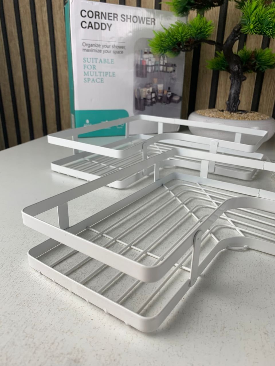 ⁦Étagère de rangement pour salle de bain 4pcs en acier inoxydable – طقم رفوف تنظيم للحمام⁩ - الصورة ⁦4⁩