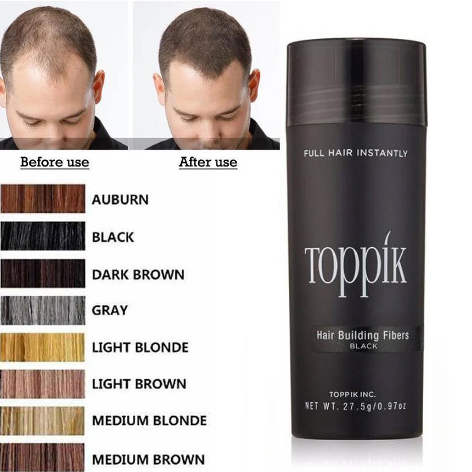 Toppik fibres capillaires noires - ألياف "توبيك" لتكثيف الشعر - الصورة 3