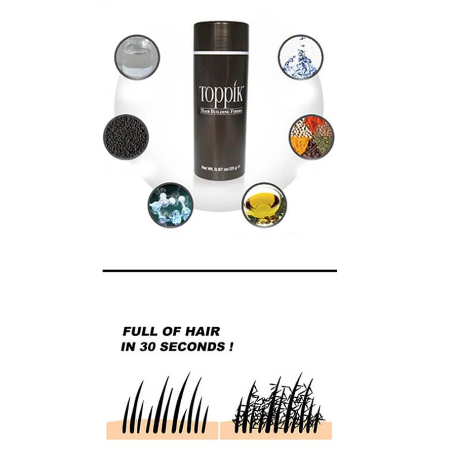 Toppik fibres capillaires noires - ألياف "توبيك" لتكثيف الشعر - الصورة 5