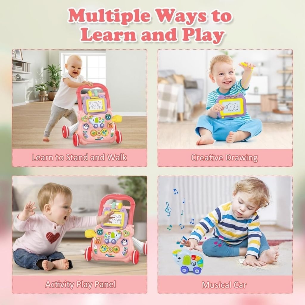 Trotteur Éducatif 2 en 1 avec Tableau de Dessin et Panneau Musical pour Bébé – مشاية تعليمية 2 في 1 مع لوحة رسم ولوحة موسيقية للأطفال - الصورة 10