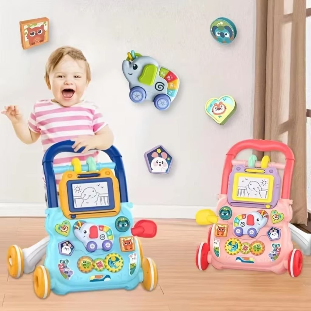 Trotteur Éducatif 2 en 1 avec Tableau de Dessin et Panneau Musical pour Bébé – مشاية تعليمية 2 في 1 مع لوحة رسم ولوحة موسيقية للأطفال - الصورة 2