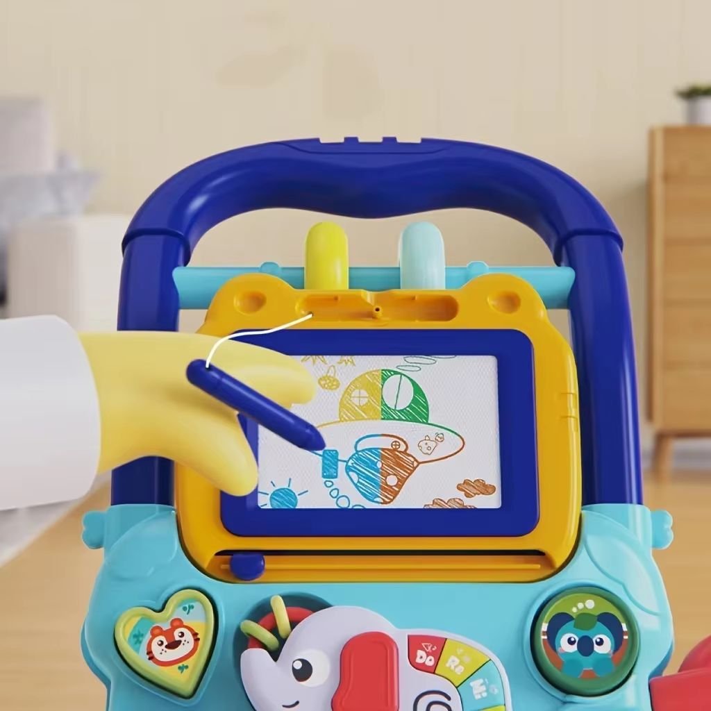 Trotteur Éducatif 2 en 1 avec Tableau de Dessin et Panneau Musical pour Bébé – مشاية تعليمية 2 في 1 مع لوحة رسم ولوحة موسيقية للأطفال - الصورة 3