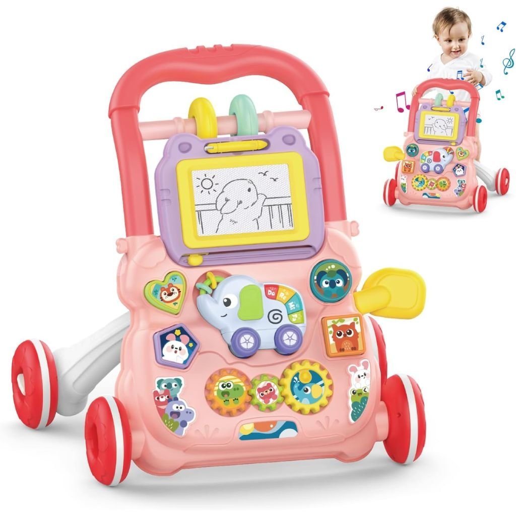 Trotteur Éducatif 2 en 1 avec Tableau de Dessin et Panneau Musical pour Bébé – مشاية تعليمية 2 في 1 مع لوحة رسم ولوحة موسيقية للأطفال - الصورة 5