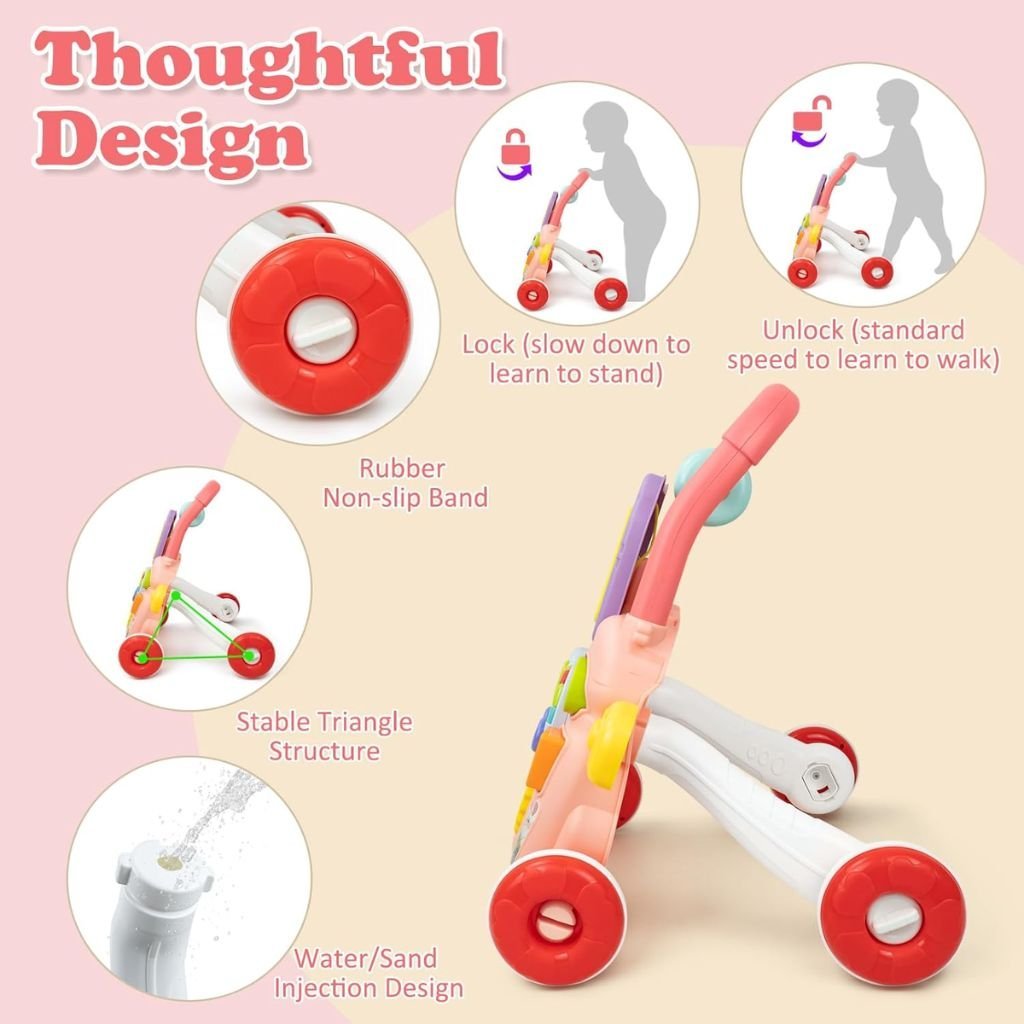 Trotteur Éducatif 2 en 1 avec Tableau de Dessin et Panneau Musical pour Bébé – مشاية تعليمية 2 في 1 مع لوحة رسم ولوحة موسيقية للأطفال - الصورة 7