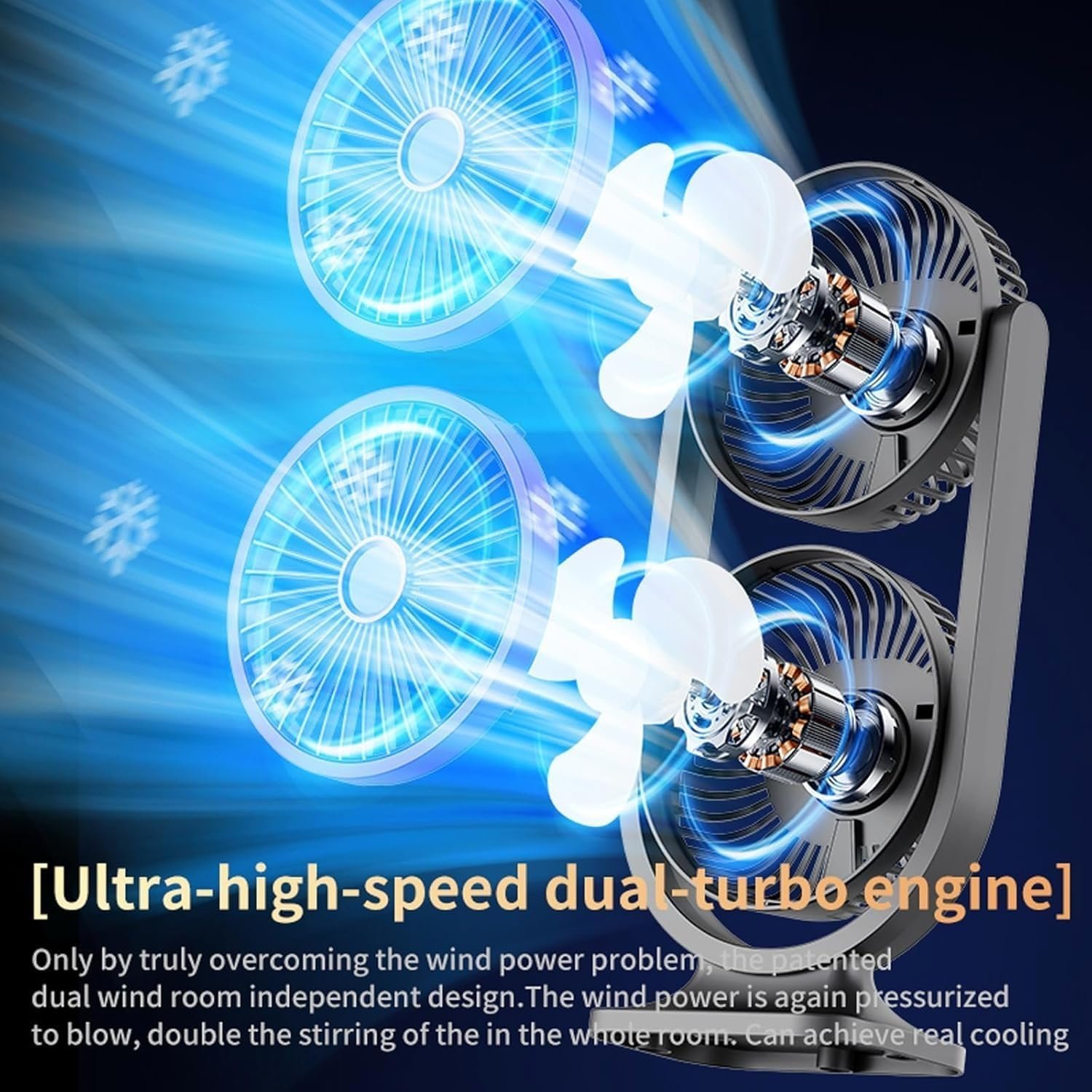 Ventilateur de Bureau Double Tête Rechargeable USB - مروحة المكتب المكتبية المزدوجة بـ 3 سرعات - الصورة 4