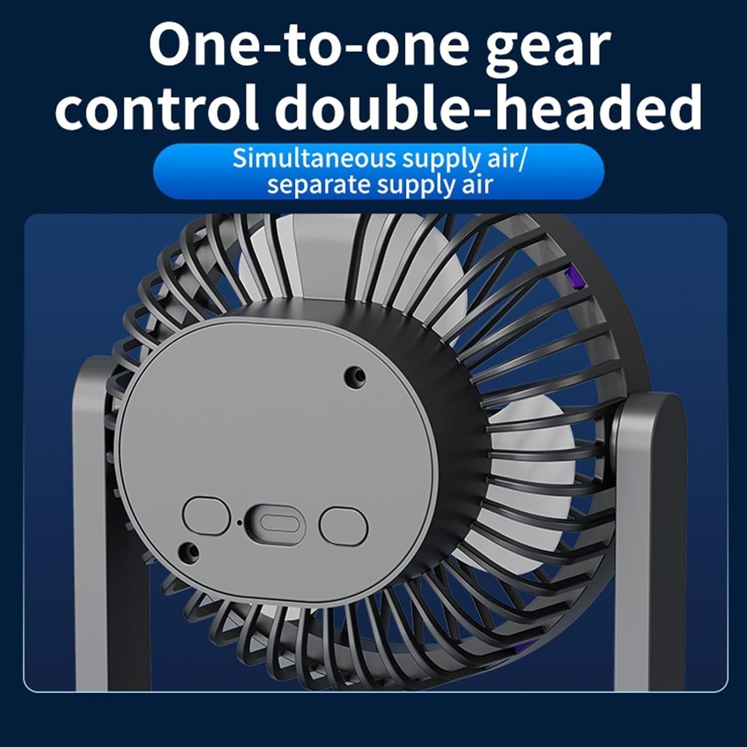 Ventilateur de Bureau Double Tête Rechargeable USB - مروحة المكتب المكتبية المزدوجة بـ 3 سرعات - الصورة 6