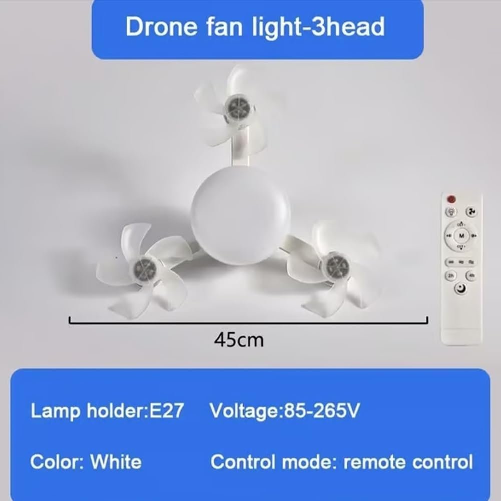 Ventilateur de Plafond LED Style Drone avec Télécommande - مصباح ومروحة السقف الذكية بتصميم درون - الصورة 3