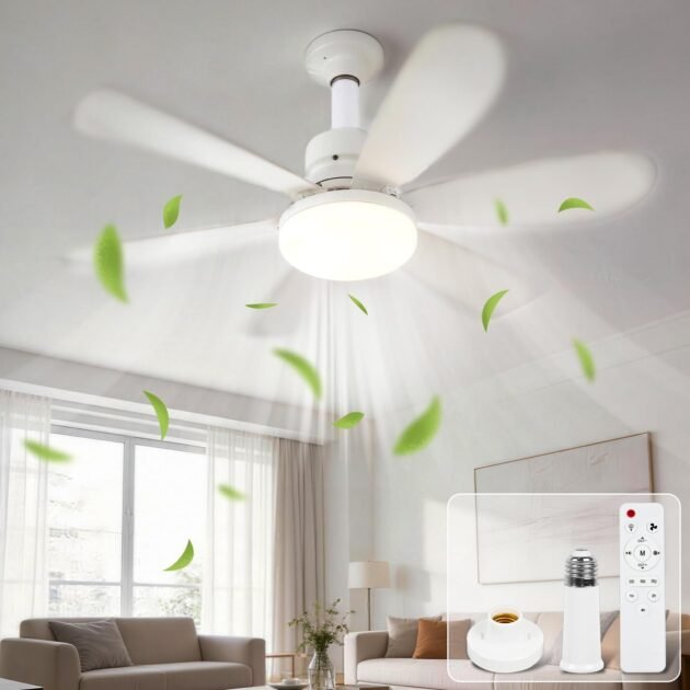 Ventilateur de Plafond Lumineux à Douille avec Télécommande 80w