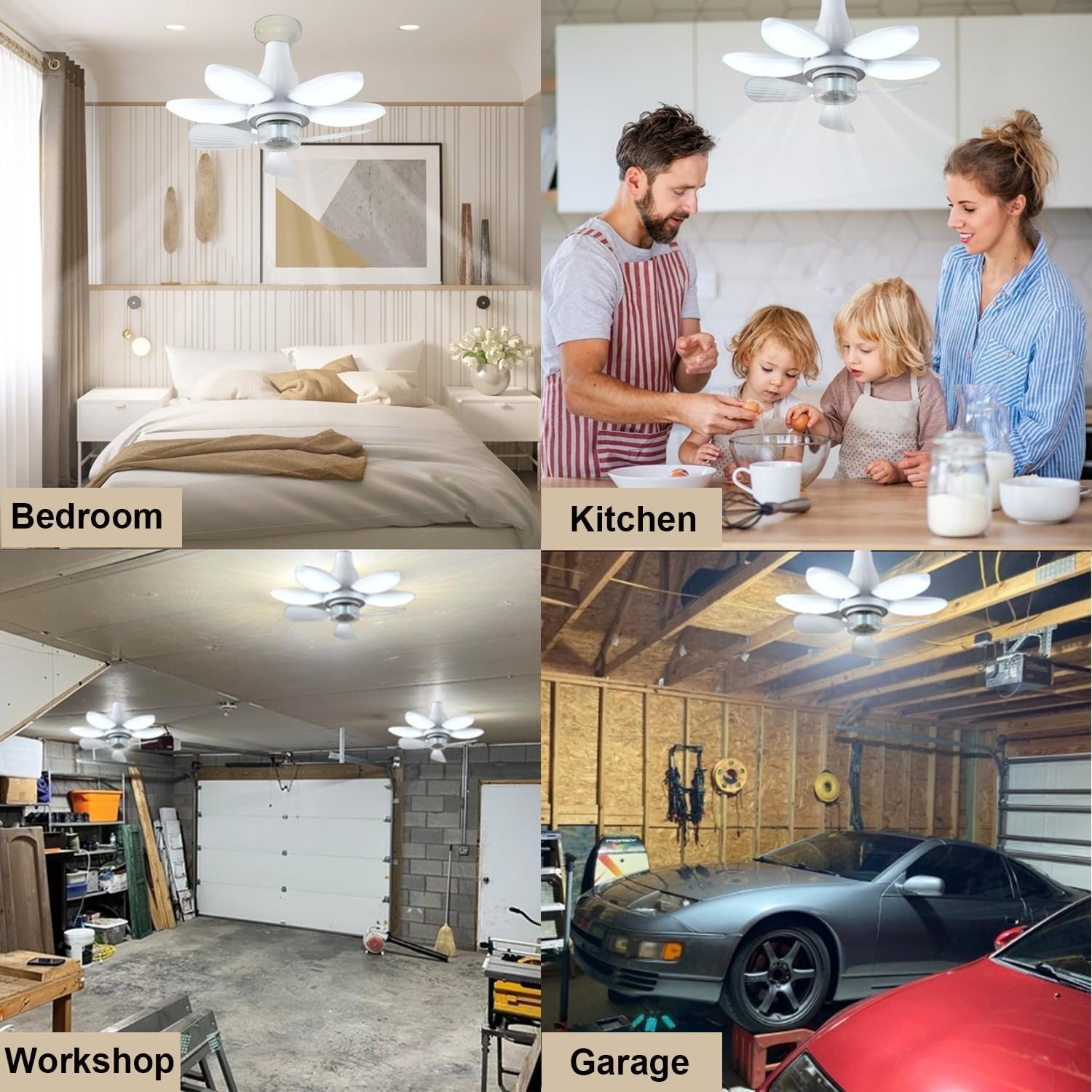 ⁦Ventilateur de Plafond Lumineux à Douille avec Télécommande - مروحة السقف الذكية 2 في 1 مع إضاءة قوية بقاعدة⁩ - الصورة ⁦2⁩