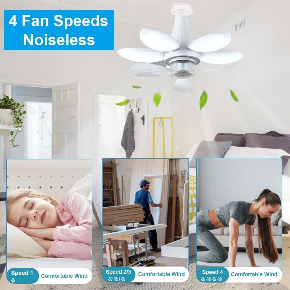 ⁦Ventilateur de Plafond Lumineux à Douille avec Télécommande - مروحة السقف الذكية 2 في 1 مع إضاءة قوية بقاعدة⁩ - الصورة ⁦8⁩