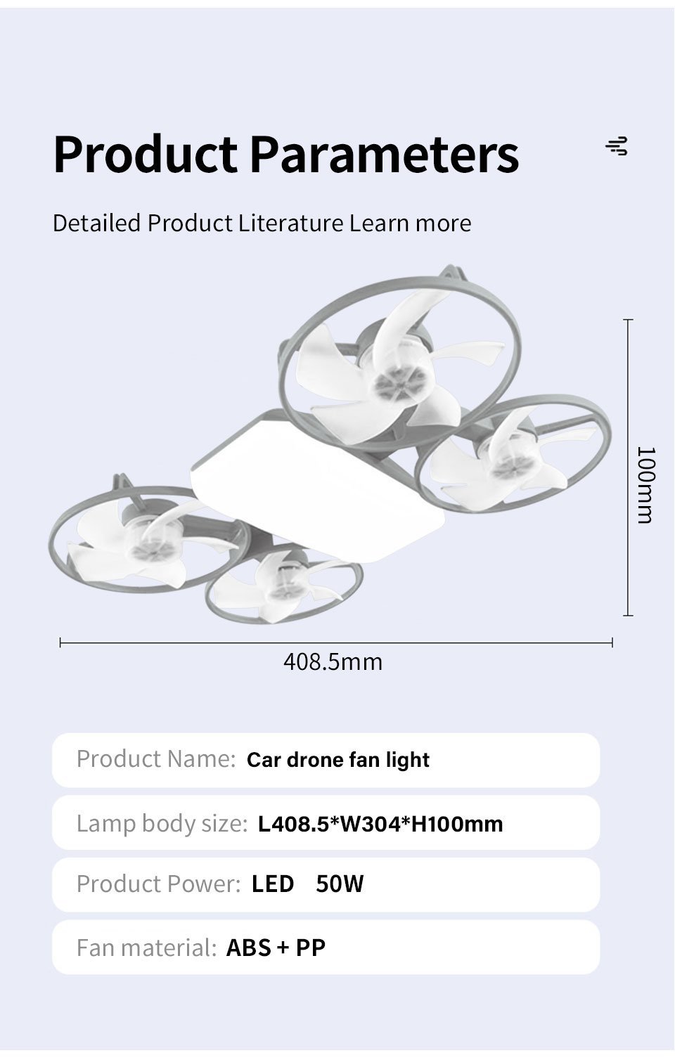 Ventilateur de Plafond Lumineux Design Drone E27 avec Télécommande - مروحة إضاءة ذكية بتصميم طائرة درون مع يد تحكم - الصورة 12