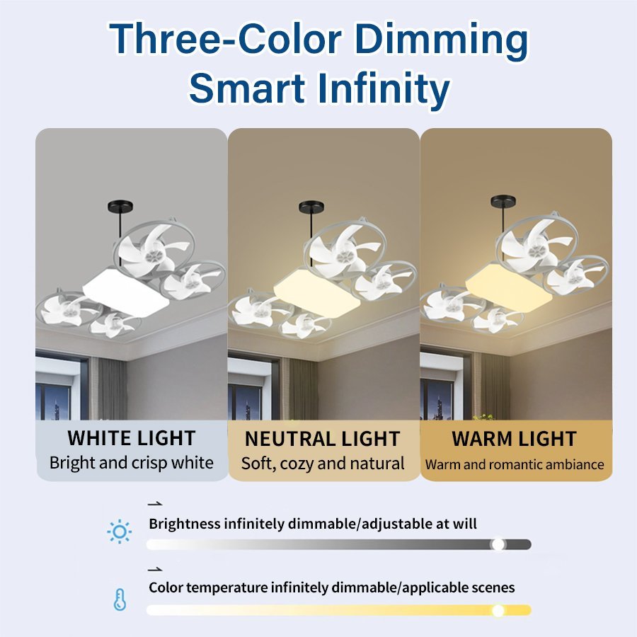 Ventilateur de Plafond Lumineux Design Drone E27 avec Télécommande - مروحة إضاءة ذكية بتصميم طائرة درون مع يد تحكم - الصورة 13