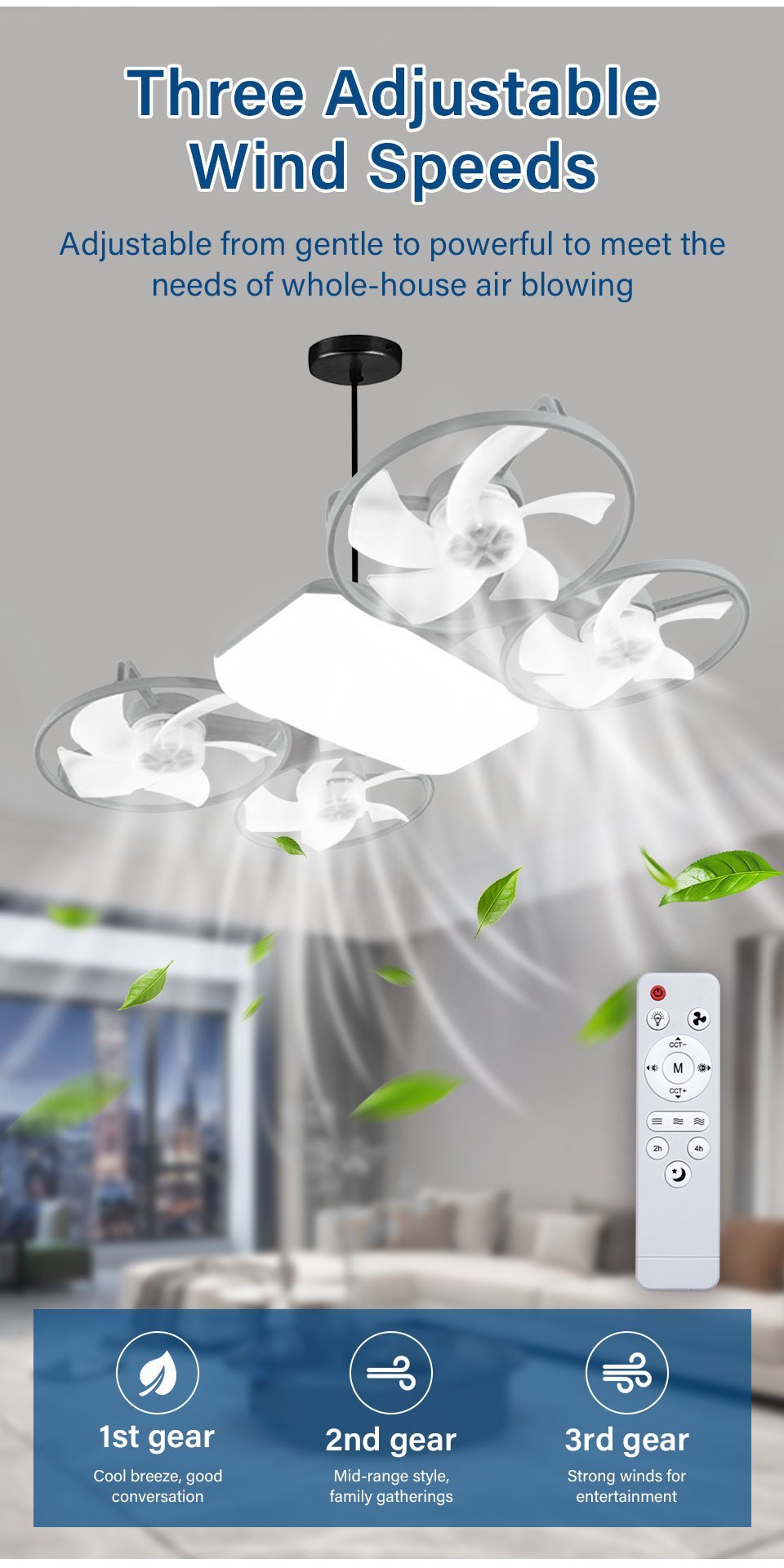 Ventilateur de Plafond Lumineux Design Drone E27 avec Télécommande - مروحة إضاءة ذكية بتصميم طائرة درون مع يد تحكم - الصورة 15