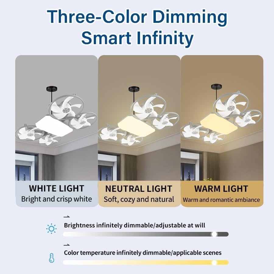 Ventilateur de Plafond Lumineux Design Drone E27 avec Télécommande - مروحة إضاءة ذكية بتصميم طائرة درون مع يد تحكم - الصورة 3