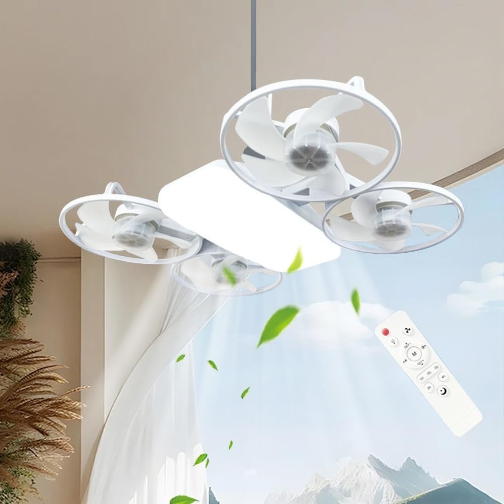 Ventilateur de Plafond Lumineux Design Drone E27 avec Télécommande - مروحة إضاءة ذكية بتصميم طائرة درون مع يد تحكم - الصورة 5