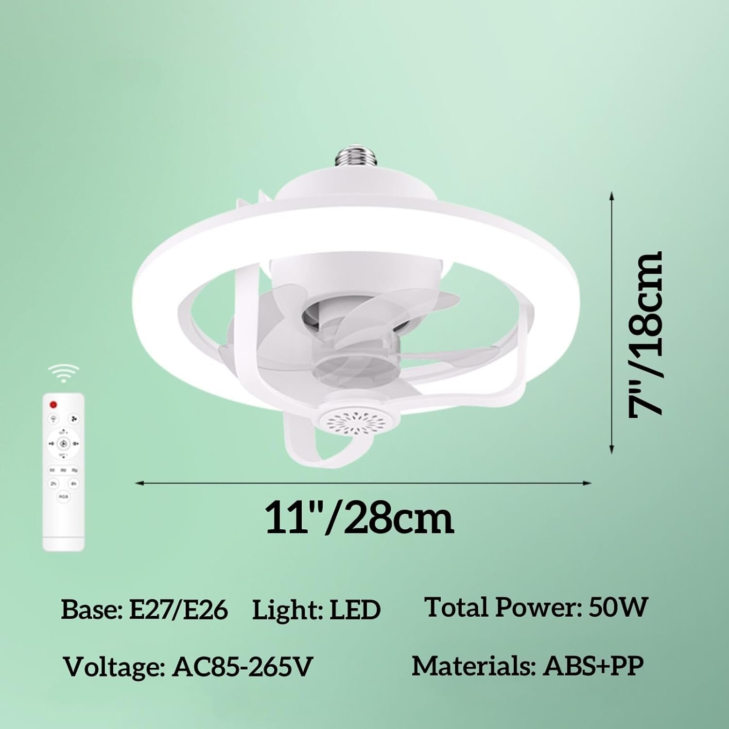 ⁦Ventilateur de Plafond Lumineux E27 avec Éclairage RGB et Télécommande - مروحة السقف الذكية إضاءة ملونة مع ريموت⁩ - الصورة ⁦3⁩