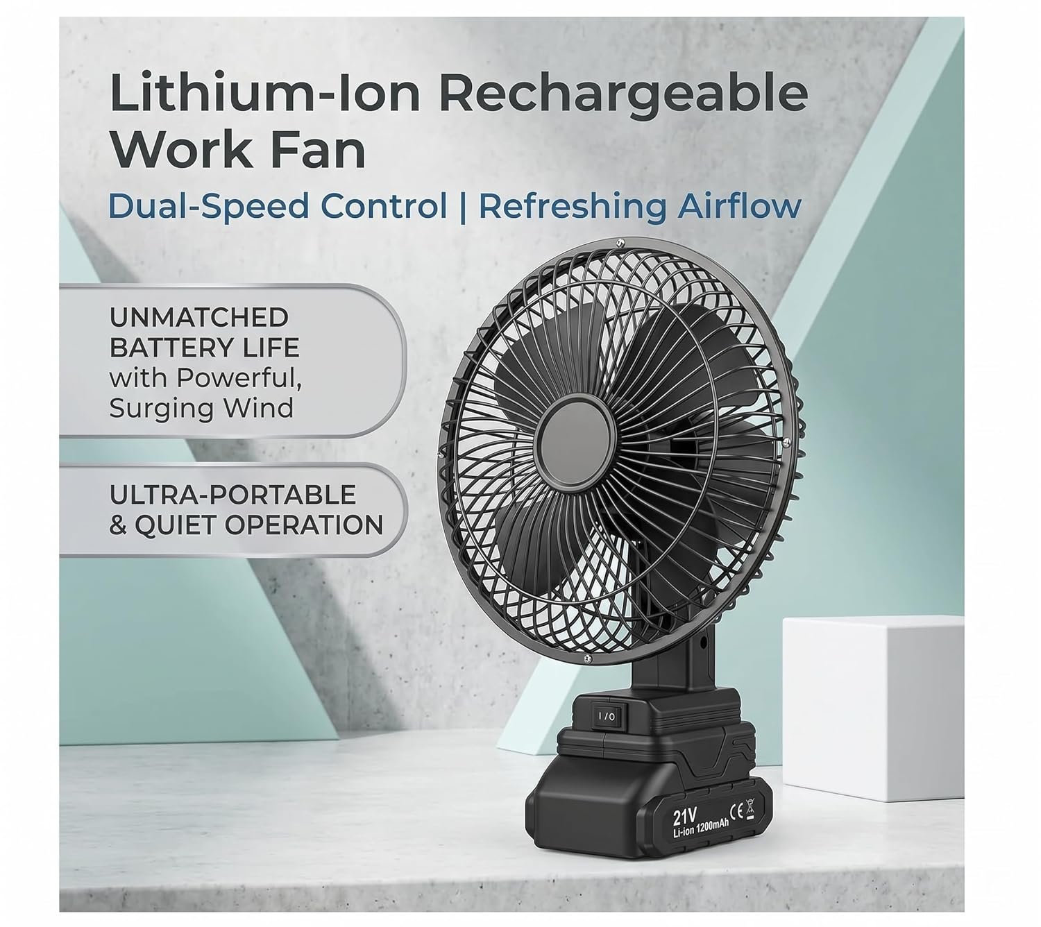 Ventilateur de Table Rechargeable avec Batterie Lithium 24V - مروحة مع بطارية كبيرة قابلة للشحن - الصورة 8