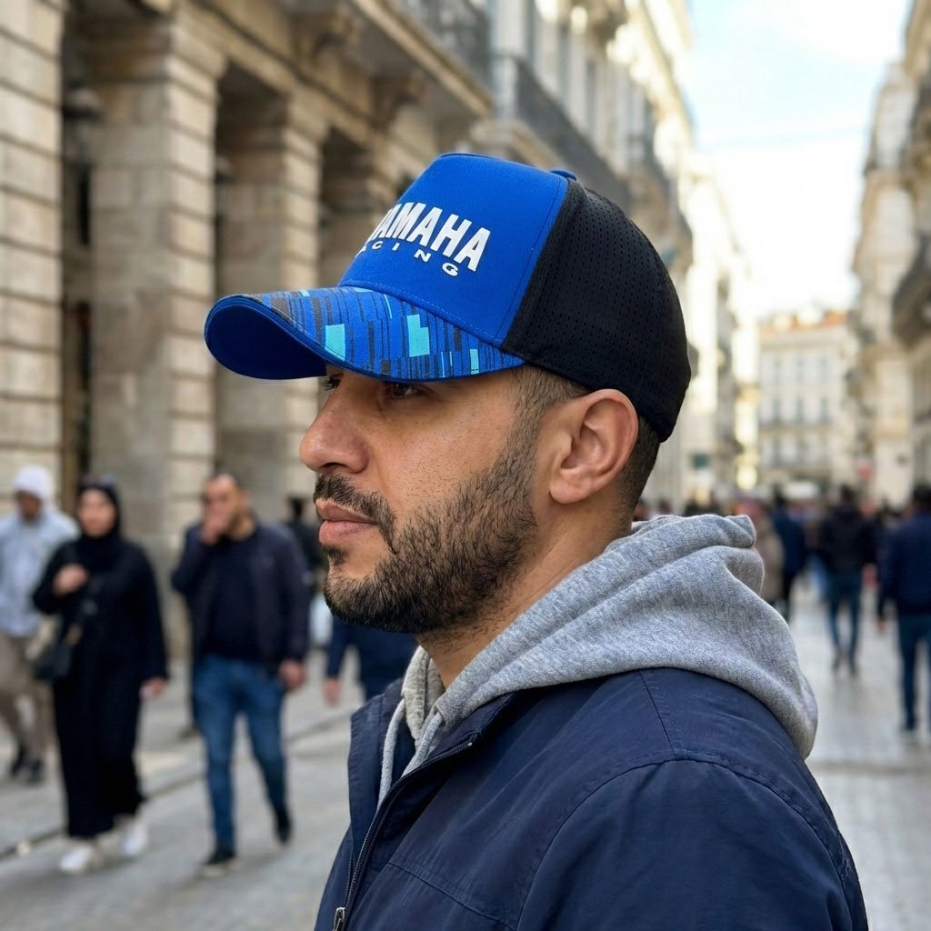 Casquette Yamaha Racing Bleu et Noire avec Filet Respirant Unisexe – قبعة رياضية جودة عالية - الصورة 5