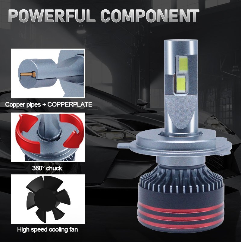 ⁦Ampoules LED pour Voiture M8 Pro 120W - Très Haute Luminosité 60 000 LM H4 - مصابيح للسيارات عالية الأداء إضاءة بيضاء⁩ - الصورة ⁦7⁩