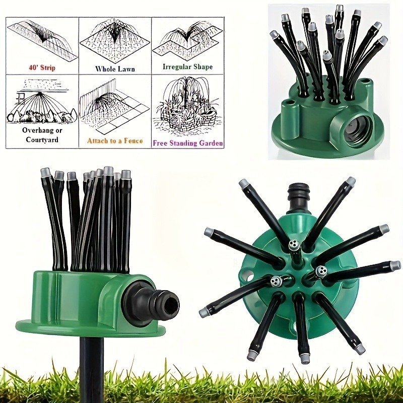 ⁦Arroseur de Jardin Rotatif 360 dégrée Multidirectionnel 12 Tuyaux Flexibles - رشاش مياه حدائق متعدد الاتجاهات 360 درجة بـ 12 خرطوم مرن⁩ - الصورة ⁦10⁩