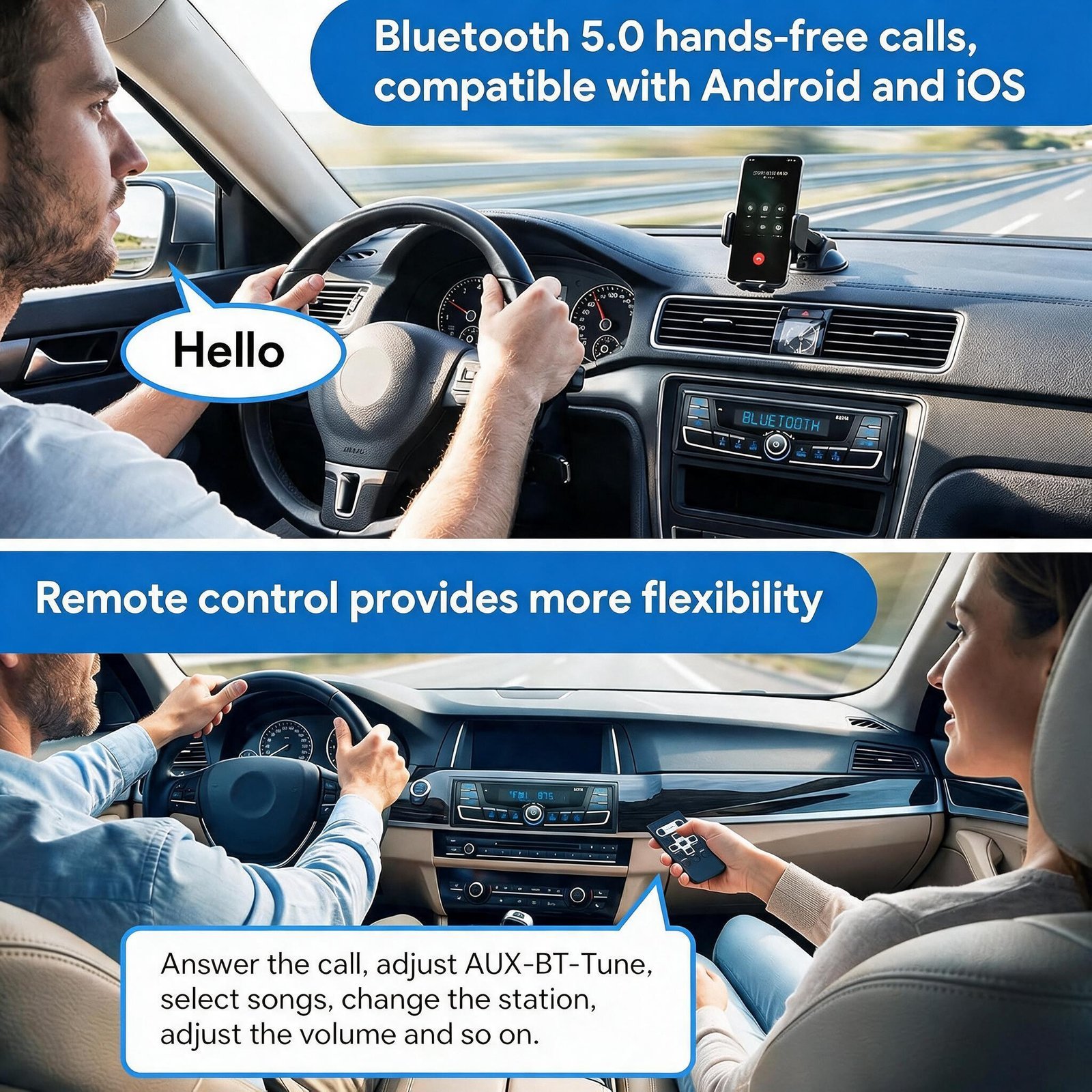 ⁦Autoradio Bluetooth 1-DIN avec Égaliseur DSP et Éclairage 7 Couleurs SP0707 - راديو سيارة بلوتوث مع ميزان صوت وإضاءة 7 ألوان⁩ - الصورة ⁦5⁩