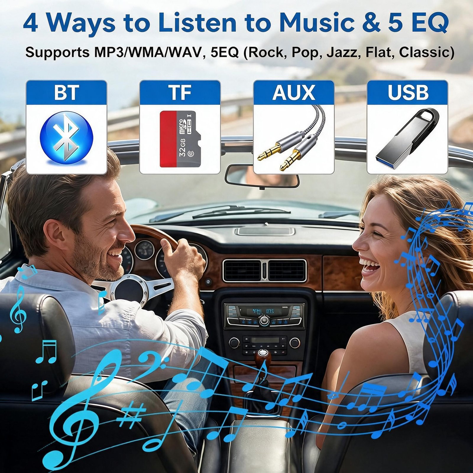 ⁦Autoradio Bluetooth 1-DIN avec Égaliseur DSP et Éclairage 7 Couleurs SP0707 - راديو سيارة بلوتوث مع ميزان صوت وإضاءة 7 ألوان⁩ - الصورة ⁦6⁩