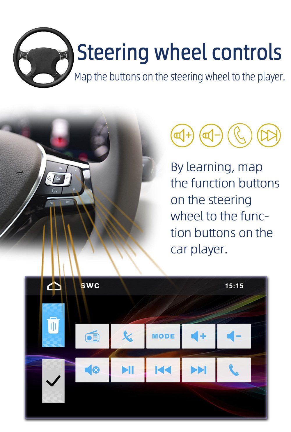 ⁦Autoradio MP5 pour Voiture PERVOI CTC-4501 Écran HD IPS avec Caméra de Recul - شاشة وراديو سيارة متعدد الوسائط مع كاميرا خلفية⁩ - الصورة ⁦3⁩