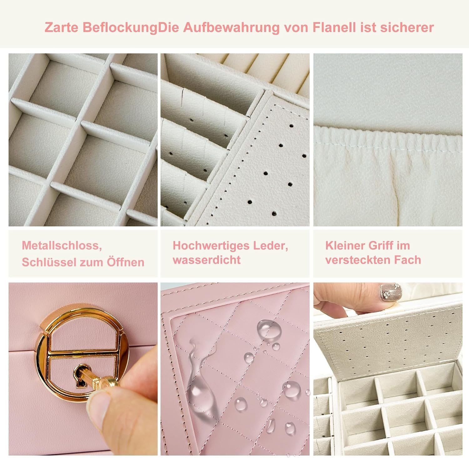 ⁦Boîte à Bijoux 3 Niveaux avec Serrure de Sécurité Doublure Velours Pour Bagues, Colliers et Bracelets - صندوق تنظيم وحفظ المجوهرات بثلاث طبقات⁩ - الصورة ⁦6⁩