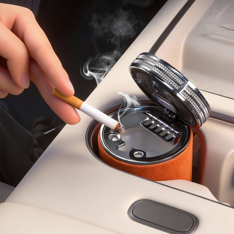 Cen-drier de Voiture de Luxe avec Doublure en Céramique et Lumière LED - منفضة سج-ائر فاخرة للسيارة ببطانة سيراميك وإضاءة - الصورة 4