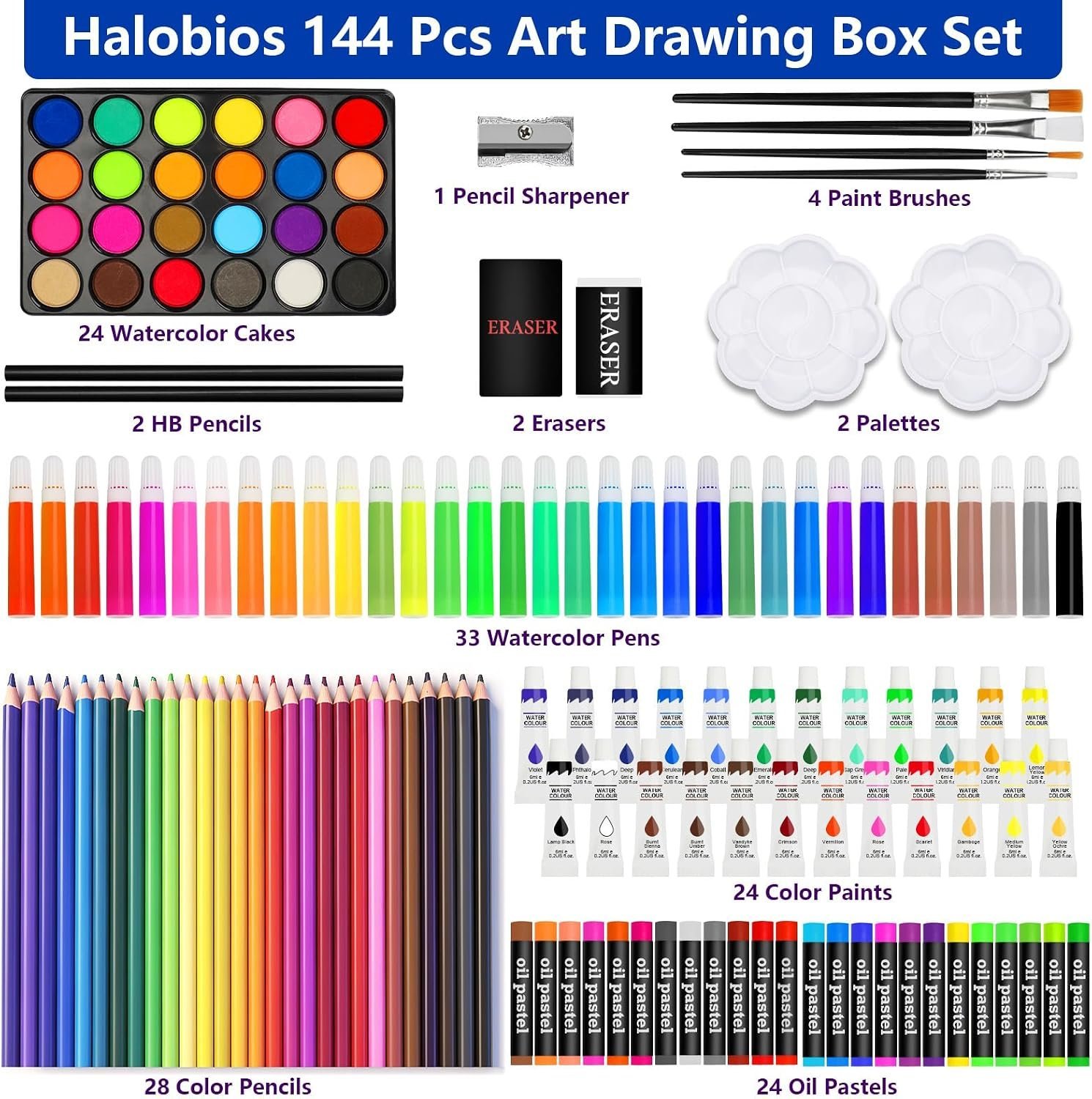 Coffret d'Art Deluxe 144 Pièces avec Mallette Portable - علبة أدوات الرسم والتلوين الفاخرة 144 قطعة داخل حقيبة - الصورة 3