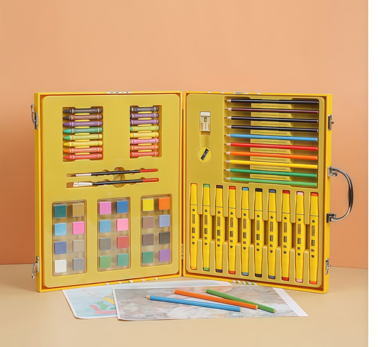 Coffret d'Art Peinture et Coloriage pour Enfants Mallette Canard Jaune - علبة أدوات الرسم والتلوين للأطفال مع حقيبة - الصورة 2