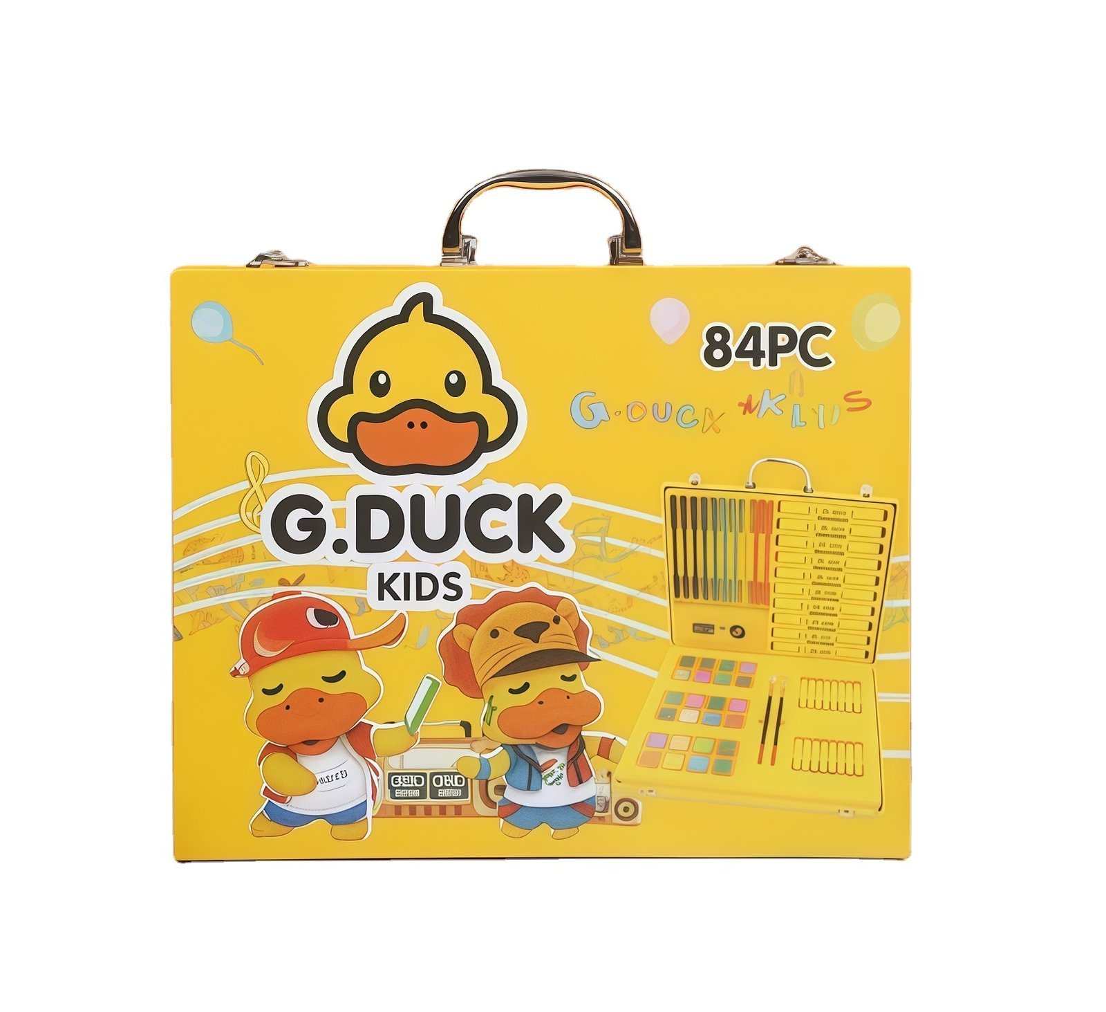 Coffret d'Art Peinture et Coloriage pour Enfants Mallette Canard Jaune - علبة أدوات الرسم والتلوين للأطفال مع حقيبة - الصورة 4