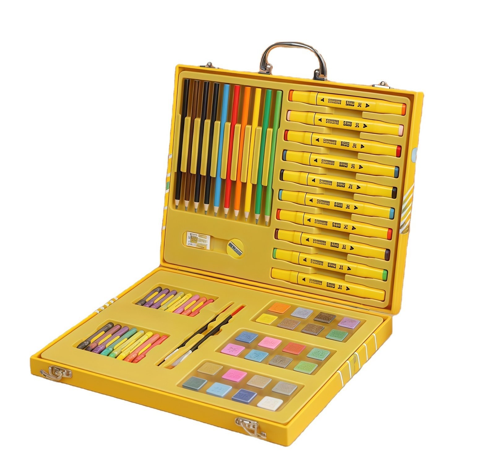 Coffret d'Art Peinture et Coloriage pour Enfants Mallette Canard Jaune - علبة أدوات الرسم والتلوين للأطفال مع حقيبة - الصورة 5