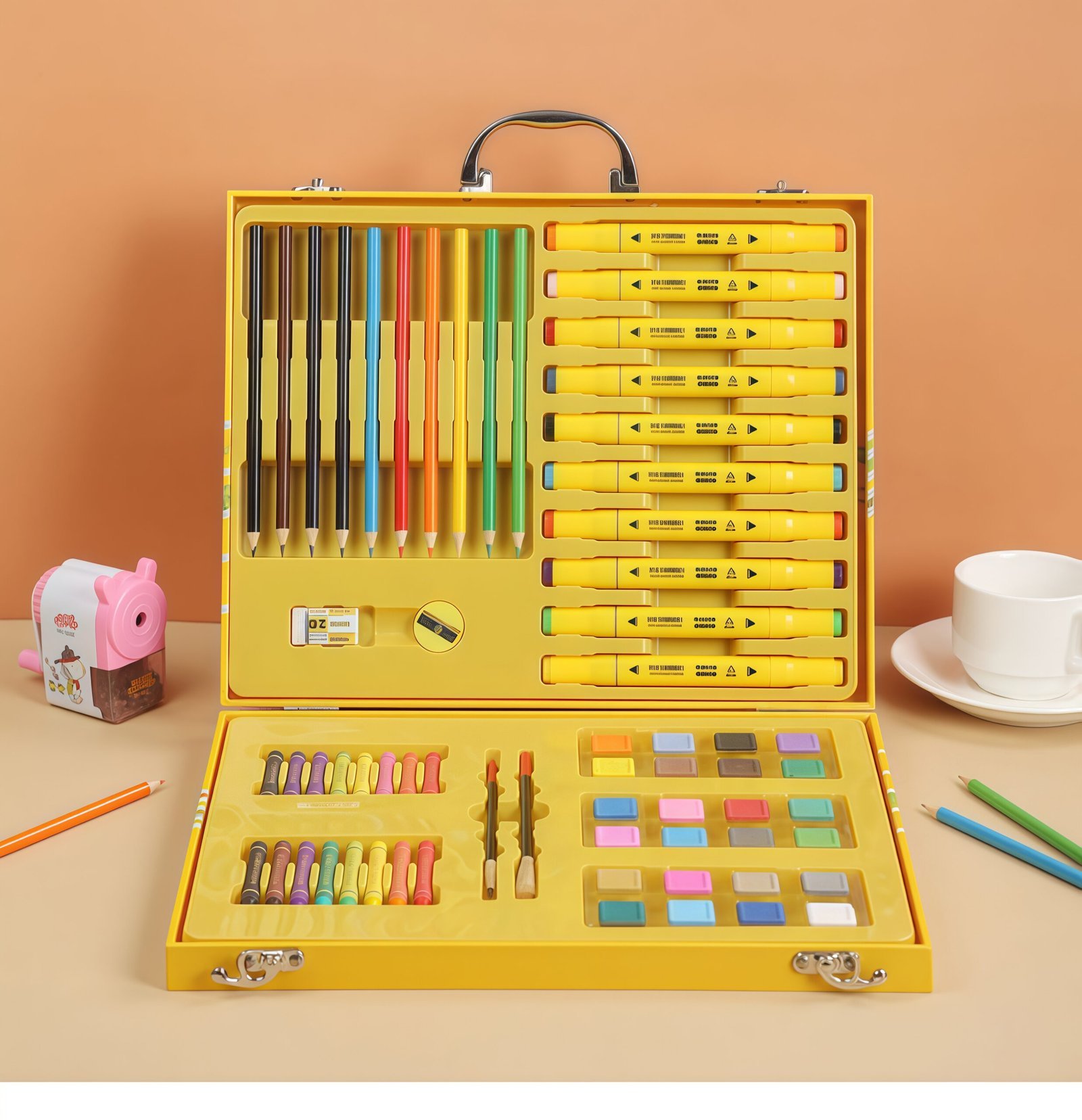 Coffret d'Art Peinture et Coloriage pour Enfants Mallette Canard Jaune - علبة أدوات الرسم والتلوين للأطفال مع حقيبة - الصورة 9