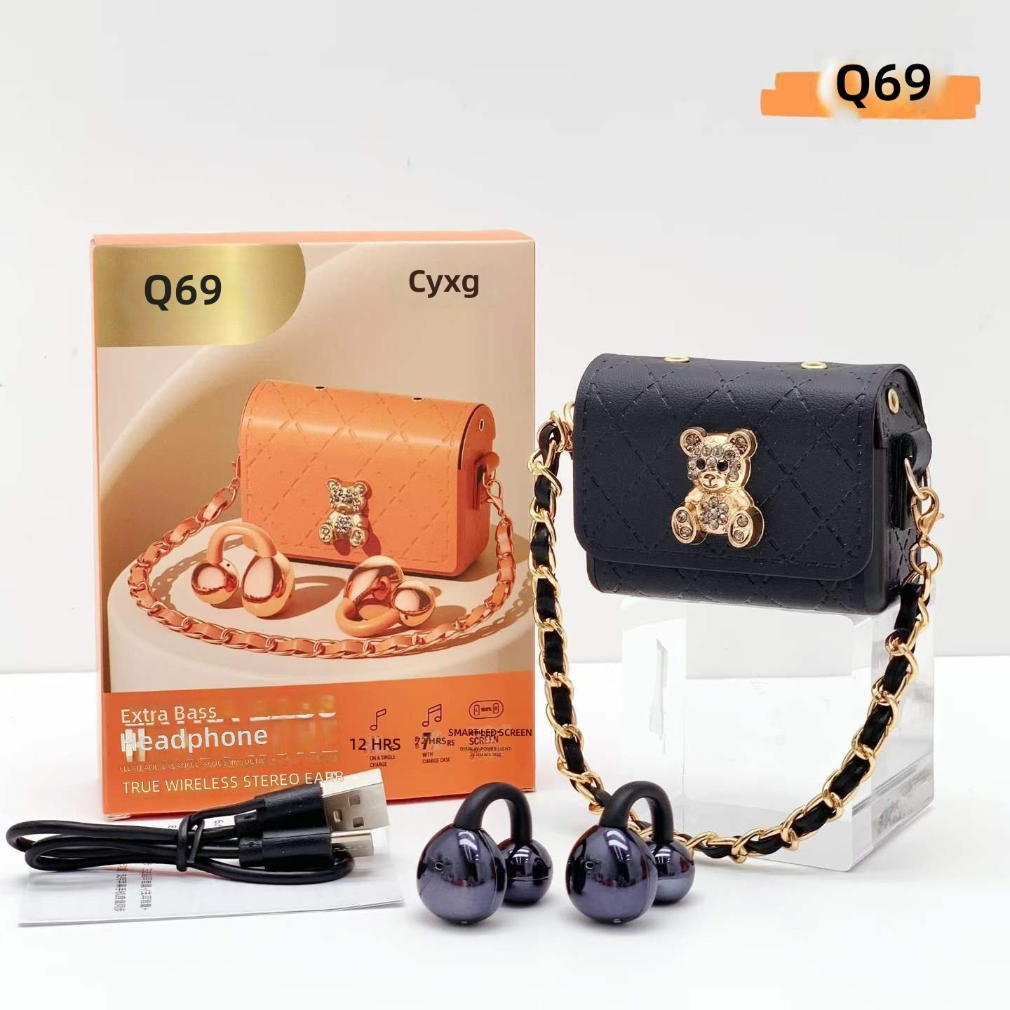 ⁦Écouteurs Sans Fil Bluetooth TWS Q69 Design Mini Sac à Main Clip Ear Clip-On - سماعة بلوتوث لاسلكية بتصميم علبة حقيبة فاخرة⁩ - الصورة ⁦12⁩