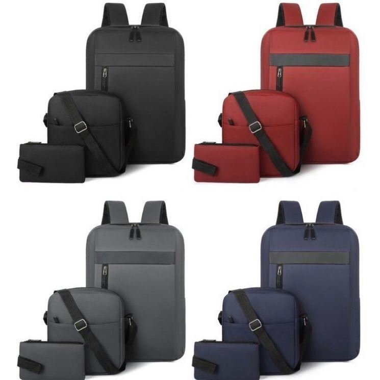 Ensemble 3 PCS sac a dos Élégant et Imperméable pour Homme Avec Port USB Bleu Mat-02 - طقم حقائب رجالية أنيقة 3 في 1 مع منفذ شحن - الصورة 2
