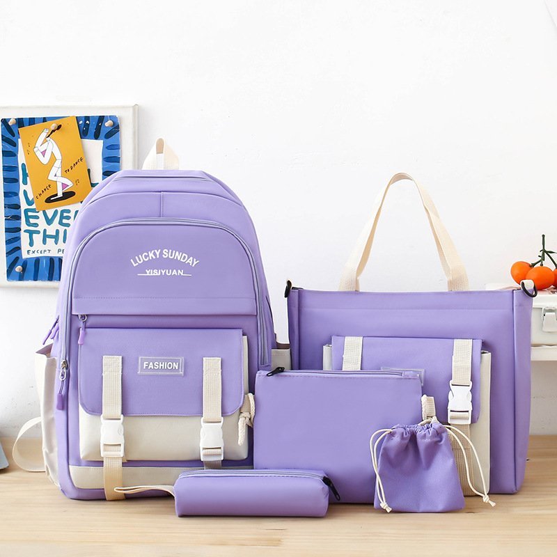 ⁦Ensemble de sacs à dos Kawai pour adolescents 5Pcs YISIYUAN V2 Mauve – محفظة 5 قطع كاواي للبنات⁩ - الصورة ⁦3⁩