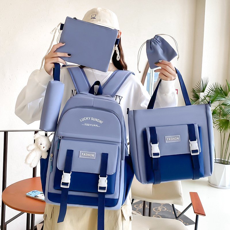 ⁦Ensemble de sacs d’école Kawai pour adolescents 5Pcs YISIYUAN Bleu – محفظة 5 قطع كاواي للبنات⁩ - الصورة ⁦2⁩