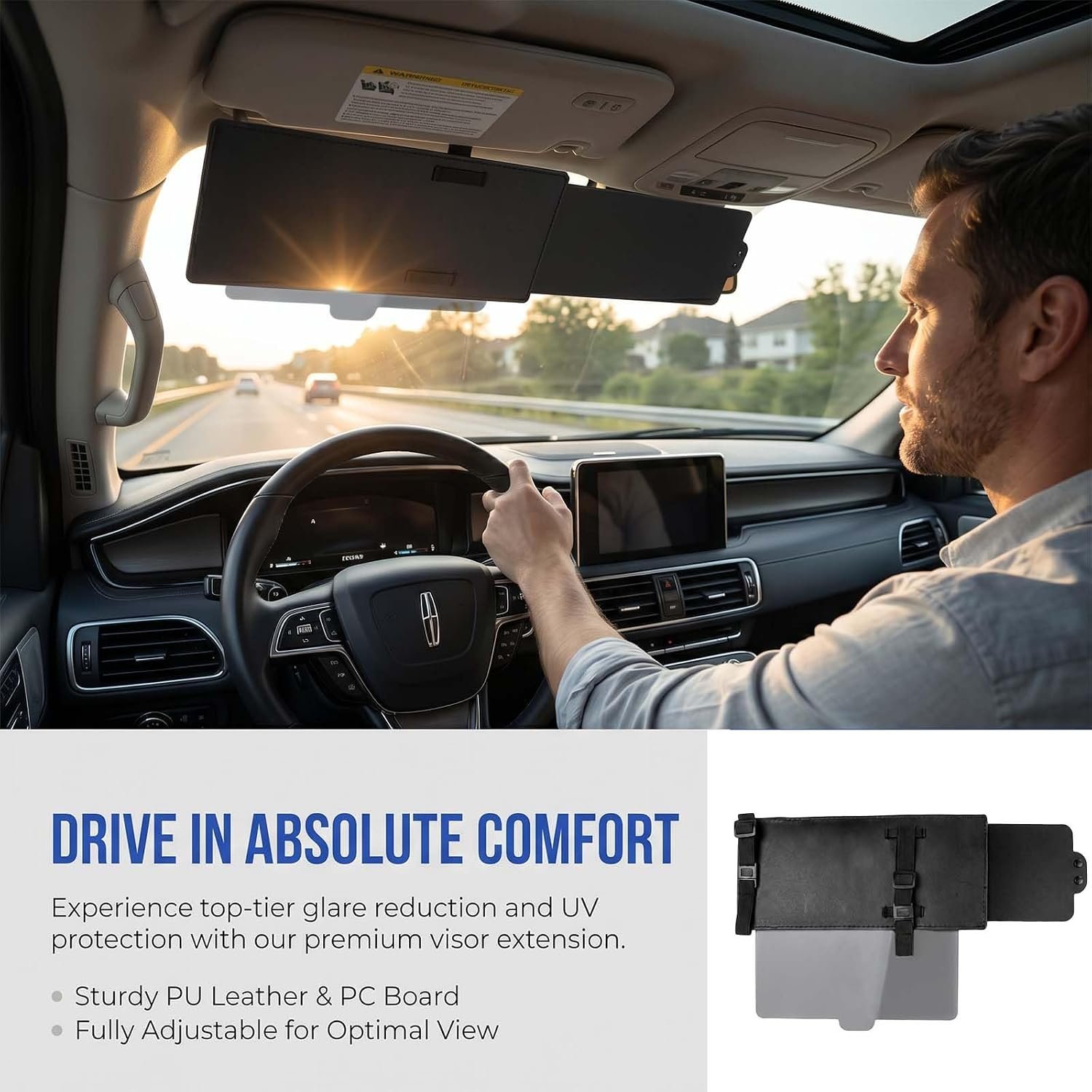 ⁦Extension de Pare-Soleil Anti-Éblouissement Ajustable pour Voiture - حاجِب شمس ومظلة للسيارات واقٍ من الأشعة فوق البنفسجية⁩ - الصورة ⁦2⁩