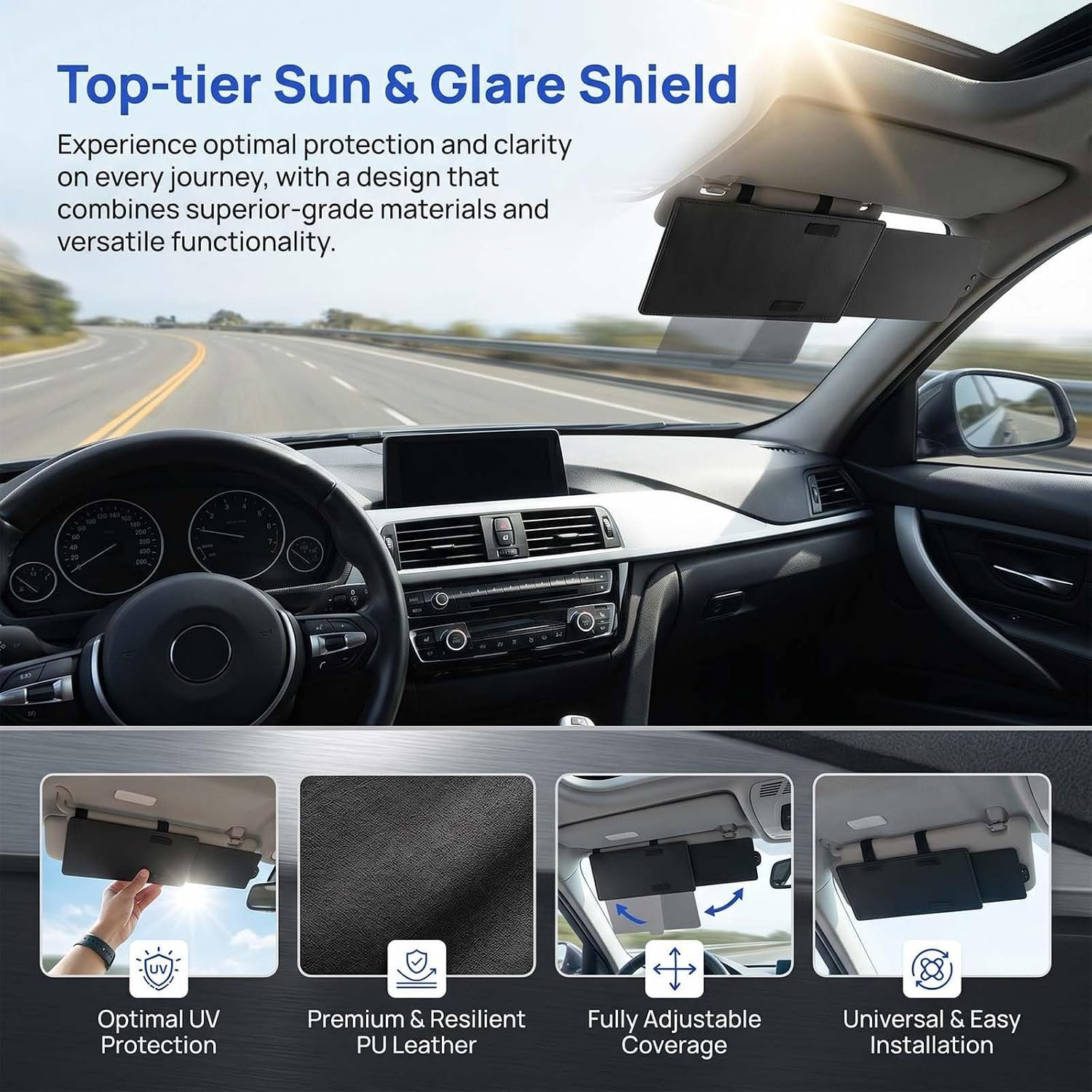 ⁦Extension de Pare-Soleil Anti-Éblouissement Ajustable pour Voiture - حاجِب شمس ومظلة للسيارات واقٍ من الأشعة فوق البنفسجية⁩ - الصورة ⁦4⁩