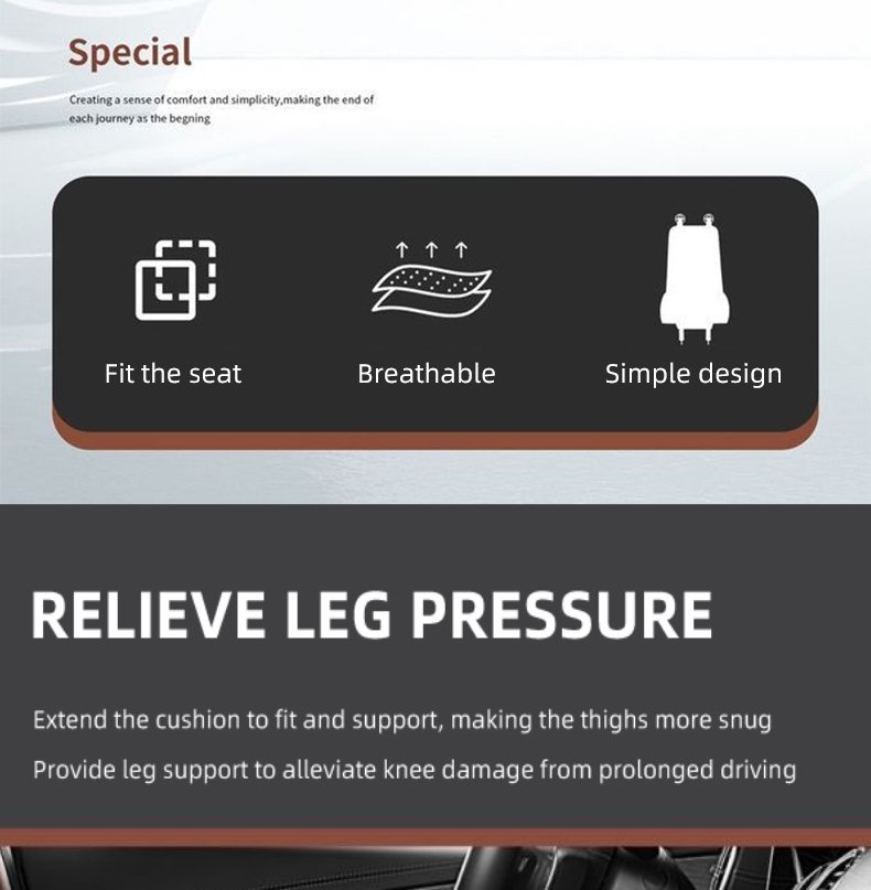 Extension de Siège de Voiture Support de Jambes en Cuir Design Ergonomique Antidérapant - وسادة تمديد مقعد السيارة لدعم الأرجل - الصورة 16