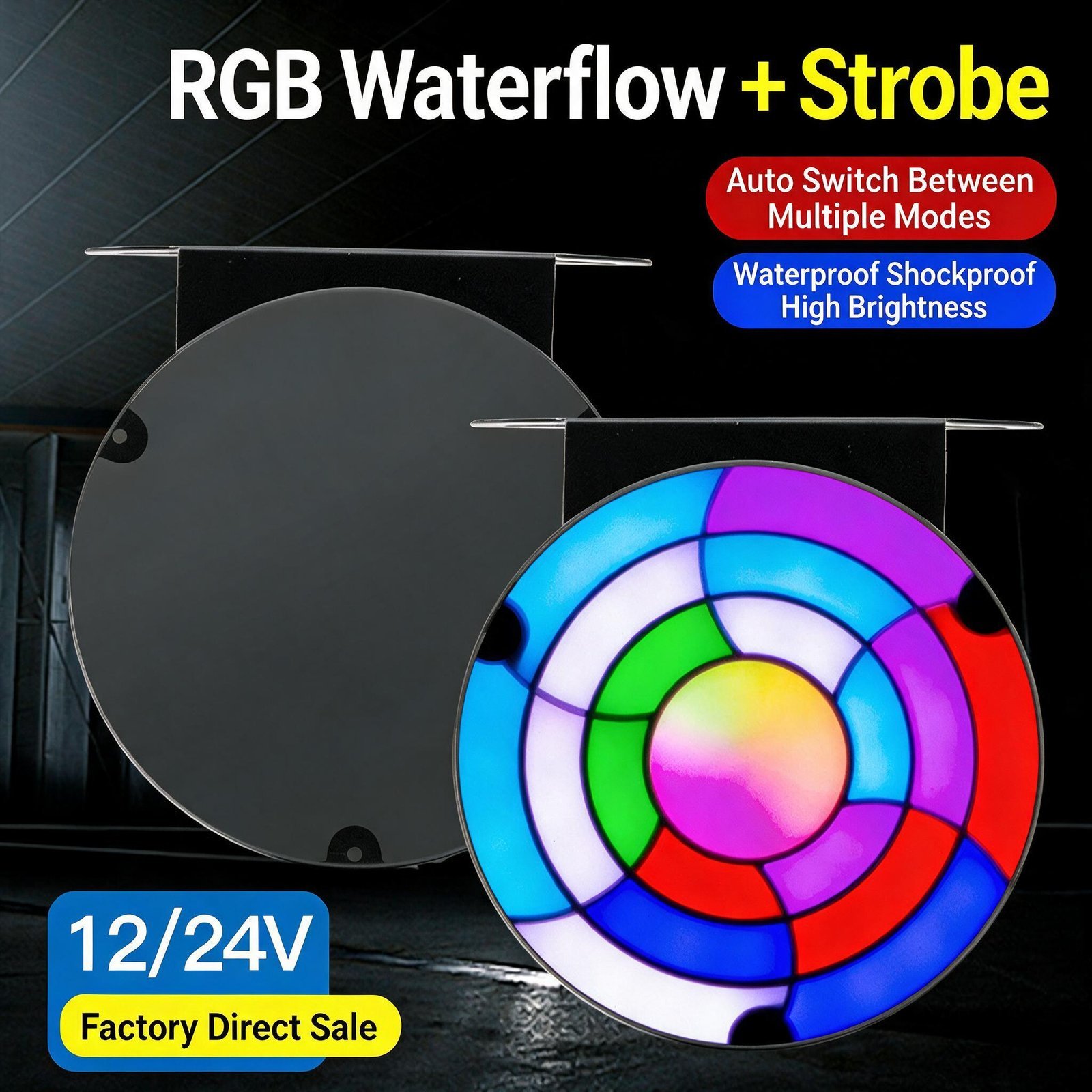 Feux Arrière LED RGB Séquentiels pour Camion 12V/24V 2 pcs Rainbow - مصابيح خلفية تحذيرية للشاحنات ملونة (قطعتين) - الصورة 5