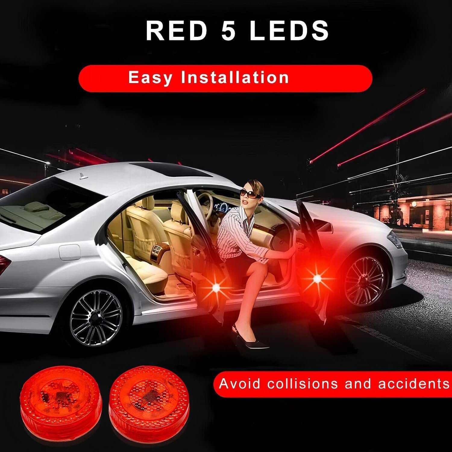 ⁦Feux d'Avertissement LED Sans Fil pour Portes de Voiture Capteur Magnétique 4Pcs - مصابيح تحذيرية لاسلكية لأبواب السيارة مضادة للتصادم⁩ - الصورة ⁦12⁩