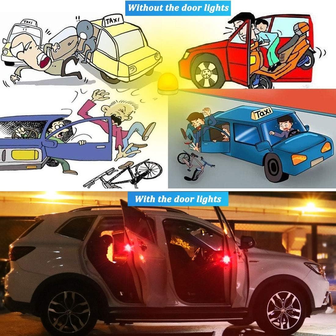 ⁦Feux d'Avertissement LED Sans Fil pour Portes de Voiture Capteur Magnétique 4Pcs - مصابيح تحذيرية لاسلكية لأبواب السيارة مضادة للتصادم⁩ - الصورة ⁦13⁩
