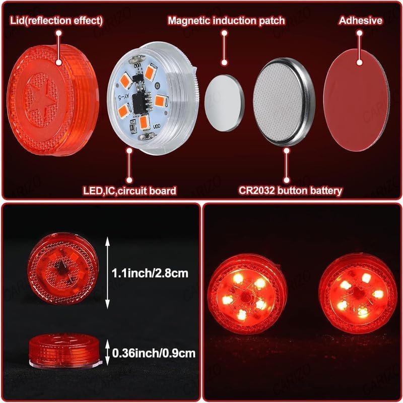 ⁦Feux d'Avertissement LED Sans Fil pour Portes de Voiture Capteur Magnétique 4Pcs - مصابيح تحذيرية لاسلكية لأبواب السيارة مضادة للتصادم⁩ - الصورة ⁦4⁩